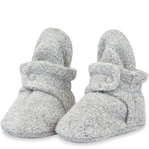 Zutano Cozy Grey Sherpa Baby Booties